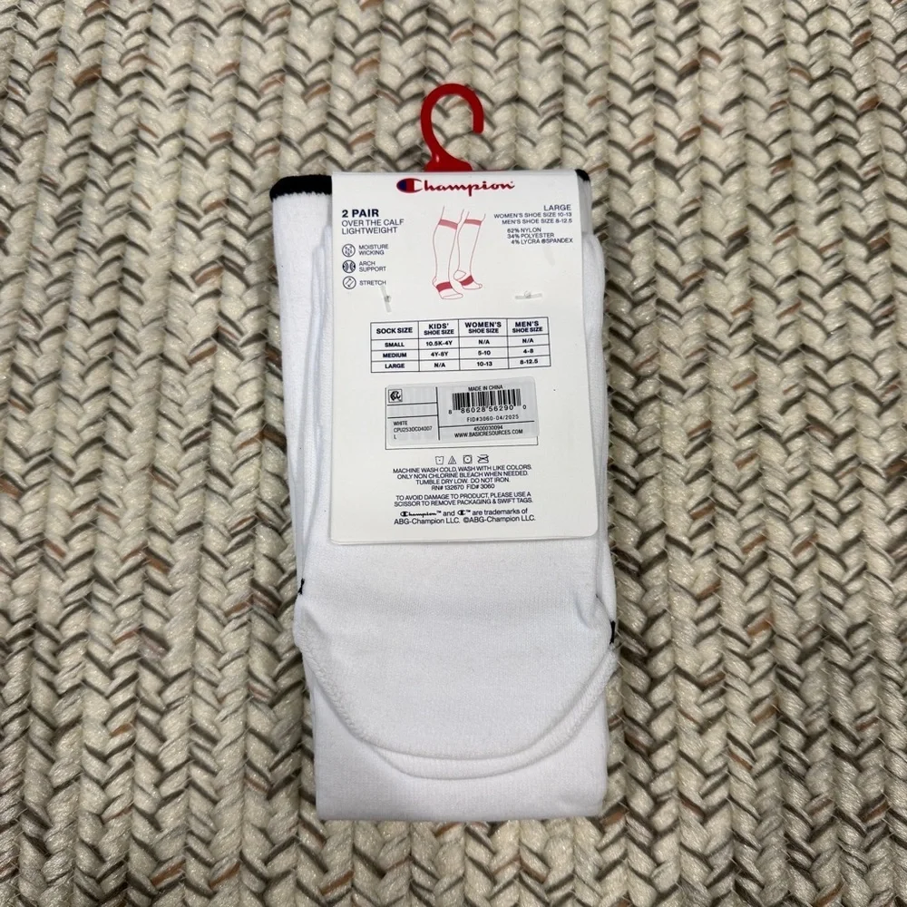 NWT Champion White Over the Calf Soccer Socks - 2 pairs